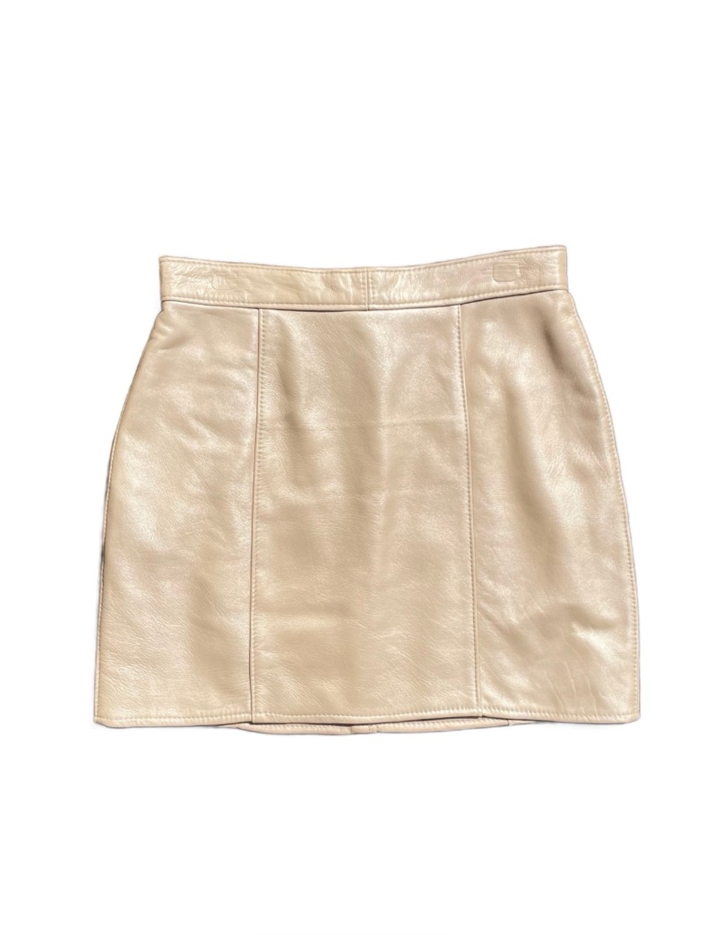Vintage Golden Tan Genuine Leather High Waisted Mini Skirt